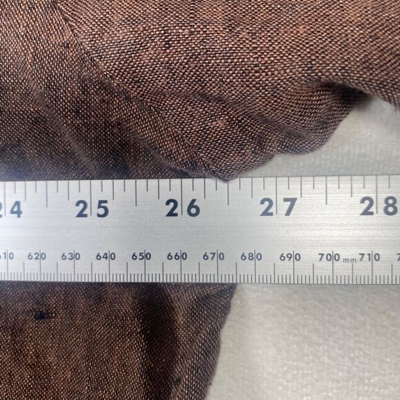 Flax by Angelheart 100% Linen Button Down Shirt – Brown, Size L - Picture 9 of 11